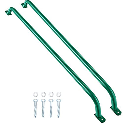 Lounsweer 2 Pcs,37 Inch Playground Safety Handles, Long Grab Bars,Green | Playhouse Ladder Handles, Treehouse Accessories, Rock Climbing Wall, Metal Grab Bars, Safety Handrails, Playground Equipment - color: Green, size: 37 Inch