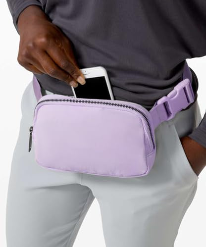 YOSHUYUKI Cross Body Fanny Packs for Women Fashion Waist Bag Pouch Nylon Small Travel Crossbody Bags Mini Purse Everywhere Belt Bag Bum Bag Adjustable Strap for Workout Running Hiking Lavender Fog - color: Lavender Fog