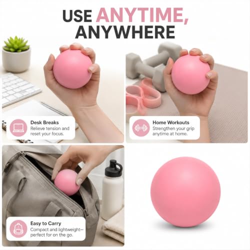 Hand Exercise Grip Ball, Finger Strengthener, Wrist and Hand Training Tool for Sports and Fitness - color: Pink