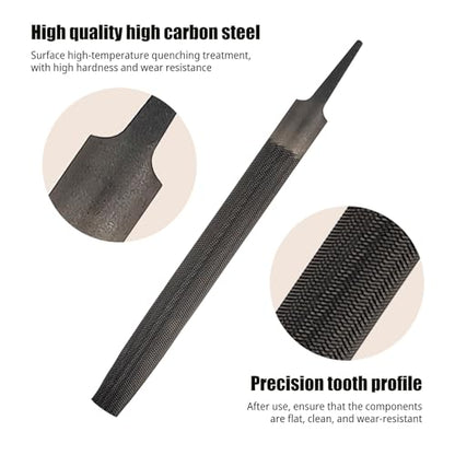 2 Pack Half Round Metal File, Small Sharpening File, 6 Inch Hand File Tools for Wood, Metal, Sharpening (2)