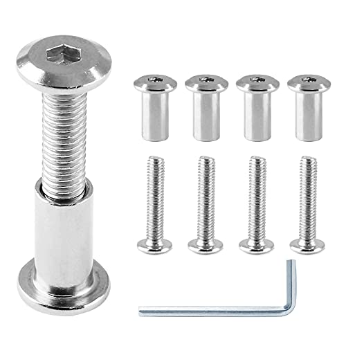 M6x30mm Hex Drive Socket Cap Bolt, Silver, 10 Pair (20 Piece) | Allen Wrench Included, Furniture Connector Bolts, Countersunk Screw Barrel Nuts, For Crib Replacement Belt Cabinet - color: Silver, size: M6x30mm