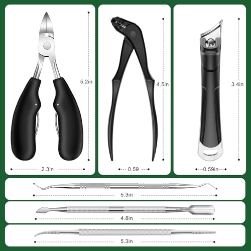 2026 Toenail Clippers for Seniors Thick Toenails 6PCS | Large Angled Head Toe Nail Clippers with Long Handle, Slanted & Wide Opening Ingrown Nail Clippers for Men Women