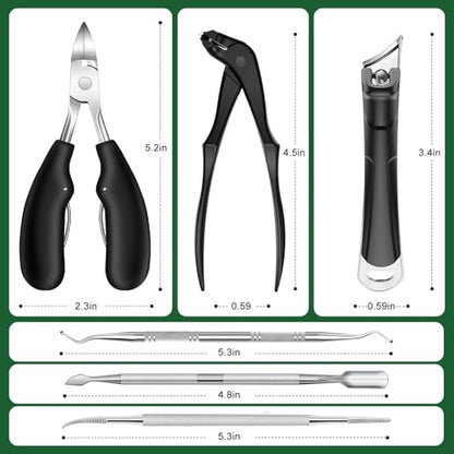 2026 Toenail Clippers for Seniors Thick Toenails 6PCS | Large Angled Head Toe Nail Clippers with Long Handle, Slanted & Wide Opening Ingrown Nail Clippers for Men Women
