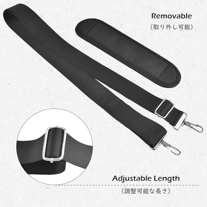 Bag Shoulder Strap Replacement Adjustable Strap with Padded Metal Hooks for Crossbody Bags Messenger Bags Laptops - color: 01# Black with Padded