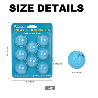 MAXIMILIAN Blue Shoe Deodorizer Balls 8pcs Professional Sneaker Balls | Shoe Freshener Balls,Shoe Balls Odor Eliminator,Sneaker Balls Deodorizers Strong,Shoe Odor Elimination for Shoes Wardrobe