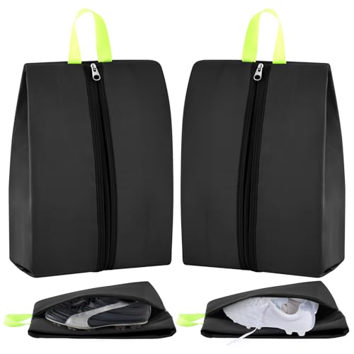 2 Pcs Smell Proof Cleat Bag for Travel, Odor Absorbing & Water Resistant Soccer Cleat Bags, Smell Proof Shoe Bag with Active Carbon Fabric, for Golf Gym Sports Men Women (Black) - color: Black