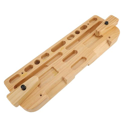 Training Hang Board, Solid Wood with Various Grip Holes, Enhanced Strength Exercise Compact Climbing Finger Wooden Hangboard with Adjustable Depths, Forearm Strengthener