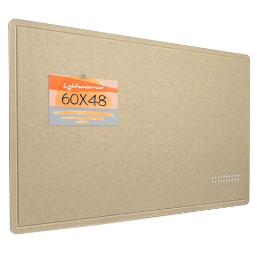 Large Bulletin Board - 60 x 48 Inches, Decorative Felt Pin Board for Wall - 5' x 4' Foldable Photo Display Board with Self-Adhesive Tape, Includes 20 Push Pins - Beige Brown - color: Beige Brown, size: 60×48 inches