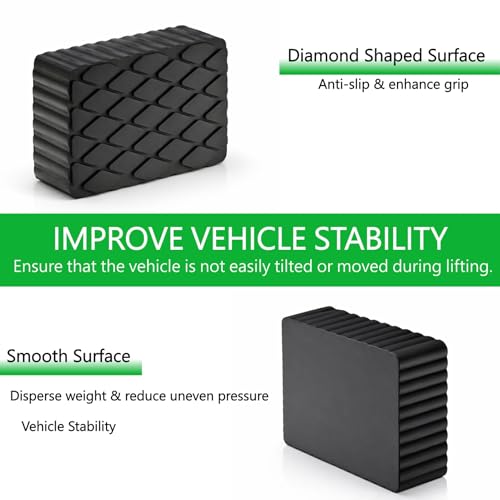 Anti-Skid Solid Rubber Auto Lift Pads – 4 Pack Heavy Duty Lift Blocks for Floor Jacks, Jack Stands & Car Lifts, 3000 Lbs Loading Capacity, 6.3" x 4.7" x 2.0" Size for Frame Protection - size: 6.3" x 4.7" x 2.0"