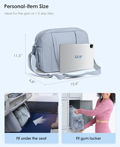 Gym Bag for Women, Travel Duffle Bags with Wet Pocket, Lightweight Carry on Bag Overnight Weekender Duffel Bag, Water Resistant (Haze Blue) - color: Haze Blue