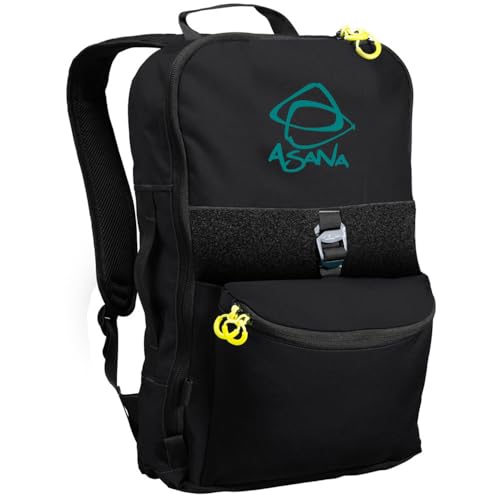 Asana Climbing Gym Backpack 'Session' - Men's and Women's 20L Gear Bag with Shoe Compartment, Stretch Pocket & Patch Strip (Black)