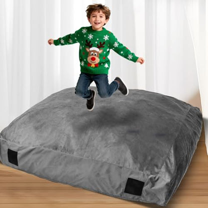 WOUDY Crash Mats for Kids Sensory, Sensory Pads for Autistic Children,Soft Foam Landing Zone, Soft, High-Density Foam Landing Zone Provides Safe Sensory, with Washable Cover - size: 3FT grey