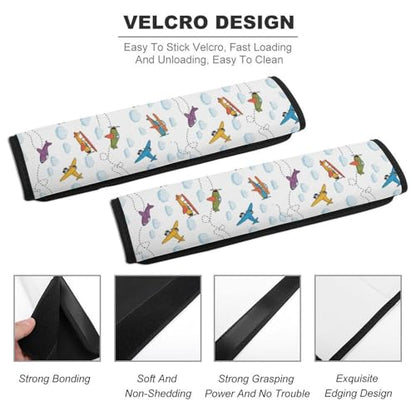 2 Pack Cute Aircraft Airplane Seat Belt Cover Universal Fit Shoulder Protector for Adults and Children, Most Cars, Comfortable Driving - color: Pattern 987