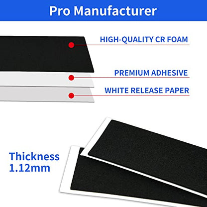 12PCS Fingerboard Grip Tape, Foam Grip Tape for Fingerboards，110mm x 38mm Black Wooden Fingerboard Skateboard Foam Grip Tape Stickers(12) - style: 12