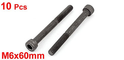 uxcell M6x60mm 12.9 Alloy Steel Hex Socket Screws Partially Threaded Bolt Black 10Pcs - size: M6x60mm