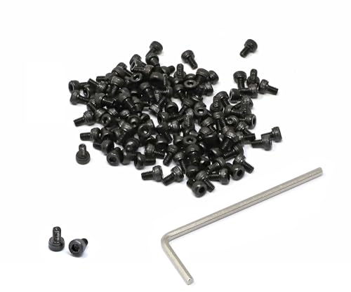 iexcell 100 Pcs M2.5 x 4mm Thread Pitch 0.45 mm Alloy Steel 12.9 Grade Hex Socket Head Cap Screws Bolts Kit, Black Oxide Finish - size: M2.5 x 4mm