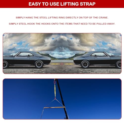 Lifting Slings Web Sling, 3.3 Ft Lifting Sling Straps Heavy Duty Single Leg Wire Rope, 6600lbs Polyester Lifting Sling with G80 Steel Hook - size: 3.3FT
