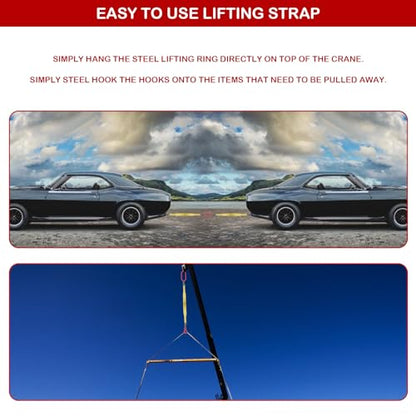 Lifting Slings Web Sling, 3.3 Ft Lifting Sling Straps Heavy Duty Single Leg Wire Rope, 6600lbs Polyester Lifting Sling with G80 Steel Hook - size: 3.3FT