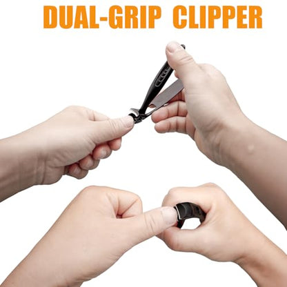 Precision Stainless Steel Heavy Duty Angled Head,Wide Jaw Clippers for Seniors and Man,Ingrown Toenail,Thick Nail.Extra-Long Handle, Extra-Large Slanted Nail Cutter. Men,Women,Elderly.7Pcs (7PCS Toe)
