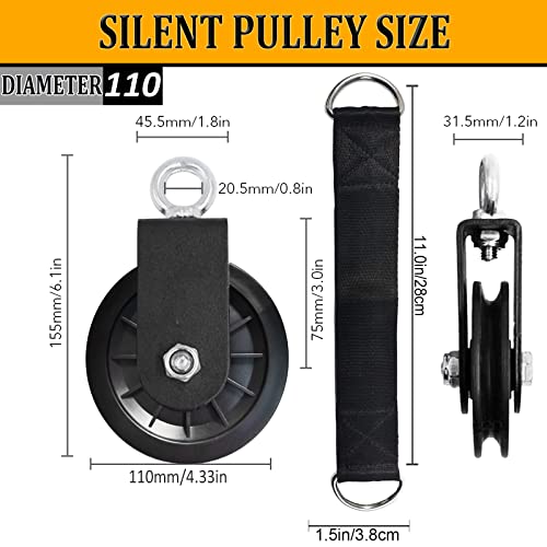 Taeku Cable Pulley, Silence Smooth Detachable Rotation Traction Wheel LAT Pulley System Attachment DIY Lifting Blocks Hoists for Home Projects Clothesline Shop Lifts (4.36in) - color: 4.36in