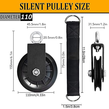 Taeku Cable Pulley, Silence Smooth Detachable Rotation Traction Wheel LAT Pulley System Attachment DIY Lifting Blocks Hoists for Home Projects Clothesline Shop Lifts (4.36in) - color: 4.36in