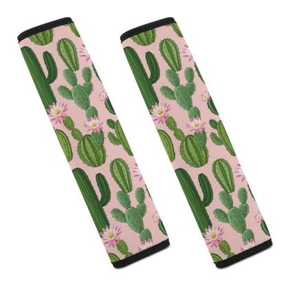 2 Pack Breathable Car Seat Straps Shoulder Pads for Elderly Support, All Vehicles, Pink Flowers Cactus Seat Belt Cushion, Neck and Shoulder Support - color: Pattern 300