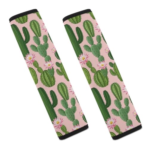 2 Pack Breathable Car Seat Straps Shoulder Pads for Elderly Support, All Vehicles, Pink Flowers Cactus Seat Belt Cushion, Neck and Shoulder Support - color: Pattern 300