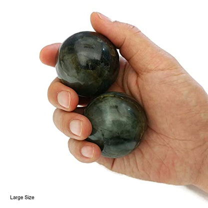 Top Chi Labradorite Baoding Balls for Hand Therapy, Exercise, and Stress Relief (Large 2 Inch) - size: Large 2 Inch