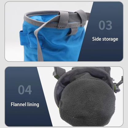 Chalk Bag for Rock Climbing, Bouldering Chalk Bag with 2 Zippered Pockets Rock Climbing Gear Equipment for Rock Climbing Gym Weightlifting