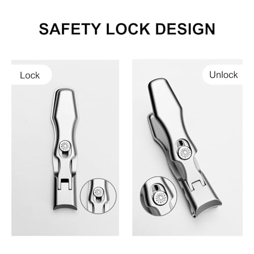 German Heavy Duty Nail Clippers for Thick Nails - Ultra Sharp Stainless Steel Clippers with Wide Jaw Opening & Anti-Splash Catcher - Ideal for Seniors, Men & Women with Safety Lock - style: Small Silver Set with Nail File