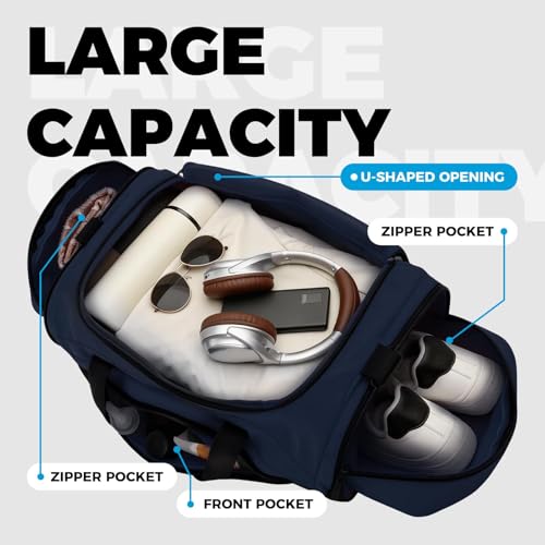 Uarition Mens Gym Bag, 55L Large Sports Duffle Bags, Workout Bags Lightweight, Navy Blue | For Travel, Carry On Weekender - color: Navy Blue