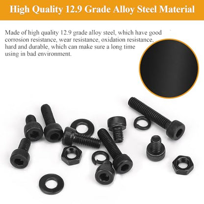 105 Pieces M4 x 20mm Socket Head Cap Screws, Thread Pitch 0.7mm, Sutemribor M4 Black Screws, 12.9 Grade Alloy Steel, Black Oxide Finish, Fully Threaded - size: M4 x 20mm, style: Socket Head