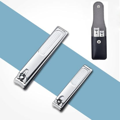 2PCS Durable Nail Clippers, Finger and Toe Nail Clipper Gifts with Leather Bag (White)