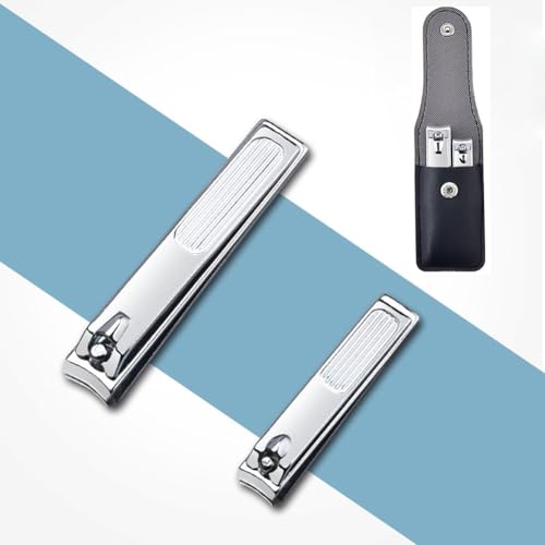 2PCS Durable Nail Clippers, Finger and Toe Nail Clipper Gifts with Leather Bag (White)