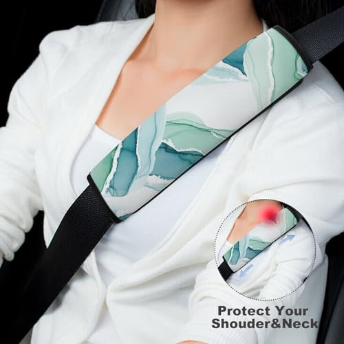 2 Pack Universal Soft and Comfortable Car Seat Straps Shoulder Pads for Kids, All Vehicles, Beach Sand Wave Blue Teal Neck Strap Covers, Neck and Shoulder Support - color: Pattern 644
