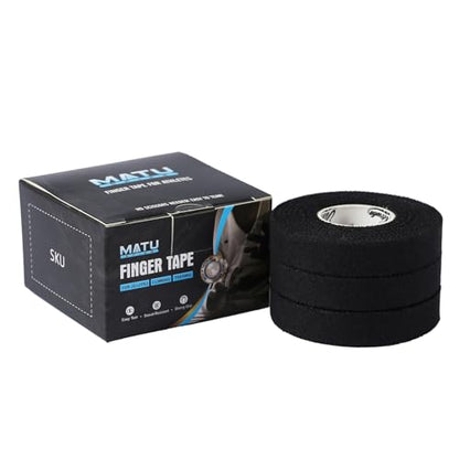 Jiu Jitsu Tape - Strong Athletic Finger Tape, 1/2" x 32.8' - Protect Fingers and Toes in MMA, Judo, Wrestling, Martial Arts, Rock Climbing - color: B: Black