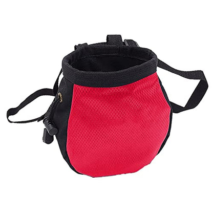 Drawstring Chalk Bag with Waistband for Rock Climbing Bouldering Weight Lifting Rock Climbing Bag Chalkbag Gymnastics Kit - color: Red