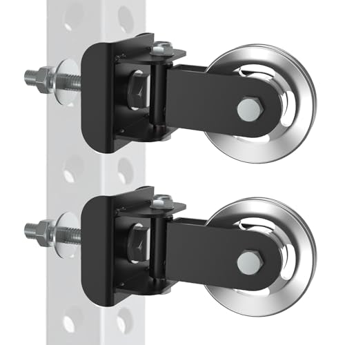 Aluminum Alloy Rotating Pulley Attachment for 3×3 Power Racks Heavy-Duty Cable Pulley with 180° Pivot Smooth CNC Machined Wheel Bolt-On Cable Station Upgrade for Home Gym - color: 1 pair