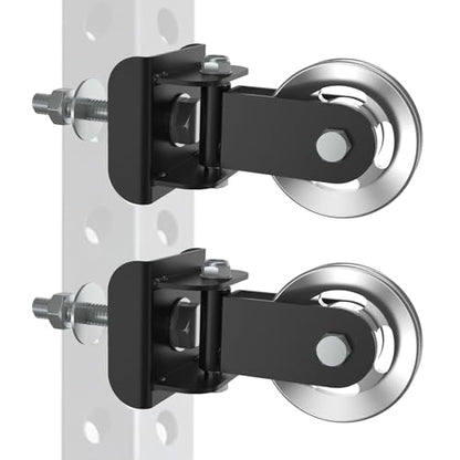 Aluminum Alloy Rotating Pulley Attachment for 3×3 Power Racks Heavy-Duty Cable Pulley with 180° Pivot Smooth CNC Machined Wheel Bolt-On Cable Station Upgrade for Home Gym - color: 1 pair