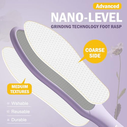 FVION Double-Sided Nano Glass Foot File for Callus Remover - Highly Effective Hard and Dead Skin Remover for Cracked Heels and Dry Skin (Purple) - color: Purple