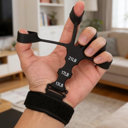 Silicone Finger Strengthener & Wrist Exerciser, 3 Levels Grip Strength Trainer for Basketball Shooting, Guitar, Climbing
