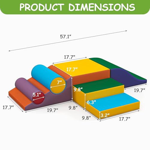 Betterhood Climbing Blocks - Kids Soft Foam Activity Playset - Toddler Soft Couch Climber Gymnastics Equipment for Crawling and Sliding at Home, Preschool - style: Yellow and Green