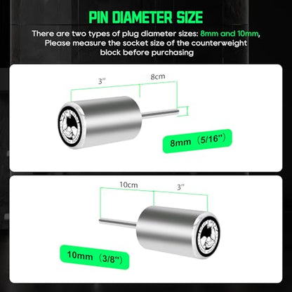 Weight Stack Pin Extender for Gym Cable Machine & Home Gym, Ø 8 mm/Ø 10 mm, Allowing Additional Olympic Weight Plates, Made of Durable Steel for Secure and Long-Lasting Use - size: 10mm×3‘’
