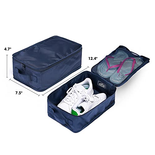 Travel Shoe Bags, Foldable Waterproof Shoe Pouches Organizer-Double Layer (4 Navy Shoe Bag) - color: Navy, size: 4 Packs