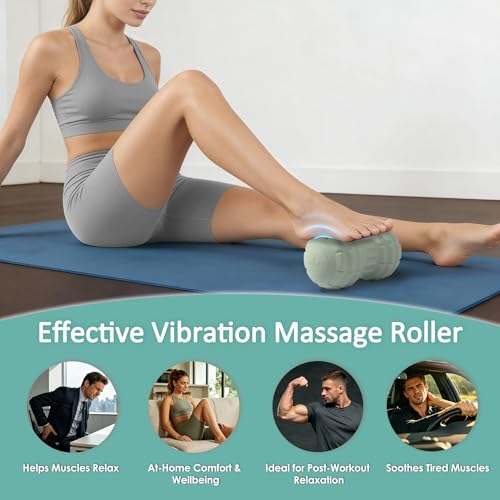 Silicone Vibrating Peanut Massage Ball Roller, Water Resistant Electric Double Lacrosse Massage Ball with 4 Intensities for Muscle Tightness, Deep Tissue Massager for Foot, Back, Hip (Green) - color: Green
