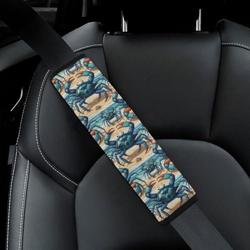 1 Pair Universal Soft and Comfortable Car Seat Belt Pad for Girls and Boys, Most Cars, Coastal Crabs Harness Pads Strap, Neck and Shoulder Support - color: Pattern 143