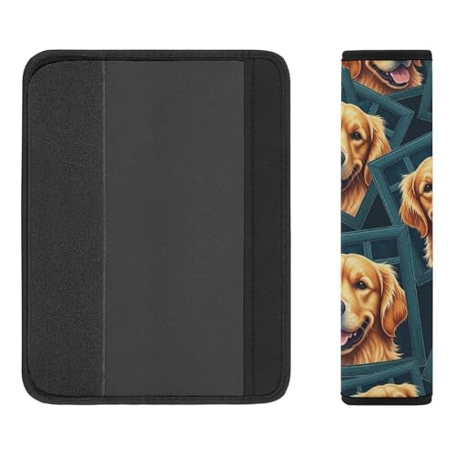 2 Pack Golden Retriever Dog Plaid Car Seat Straps Shoulder Pads Soft Padded Shoulder Harness Cover for Adult Use, Stroller Pushchair High Chair, Pressure Relief - color: Pattern 892