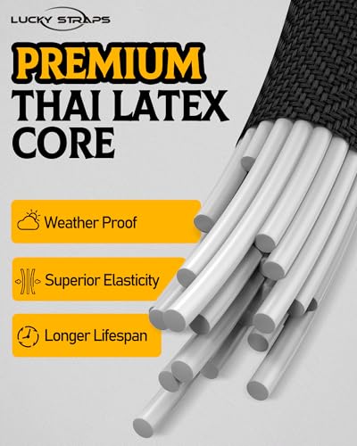 6 Pack 10" Heavy Duty Bungee Cords with Carabiner Hooks, 190 Lbs Strength | LUCKY STRAPS Black UV Resistant Bungee Straps for Luggage Racks, Cargo, Hand Carts, Bikes, Trucks, Motor, Camping & Outdoor - size: 10'', style: Black