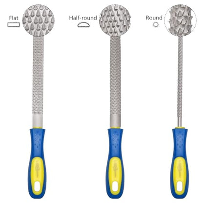 YKLP 8inch Metal File Set,3pcs High-Carbon Steel Needle File,Flat/Half-Round/Round for Metal Wood Working - color: 5