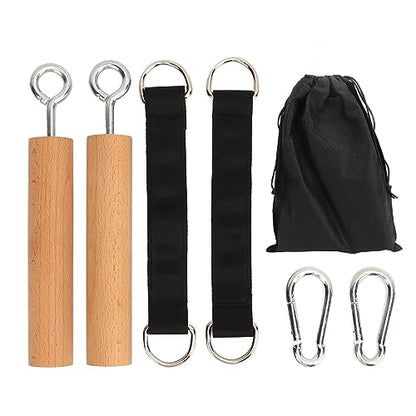 Wooden Pull Up Climbing Hold Grips, 1 Pair Hand Grips Strengthener Exerciser Training Tools for Grip Strength, Kettlebells, Workout